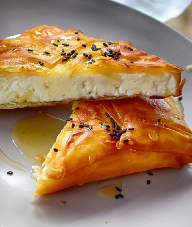 Saganaki Feta Cheese   in Phyllo and Honey 